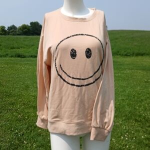 Sweatshirt Top Smile Smiley Happy Face Emoji size M medium Casual Fall Clothing